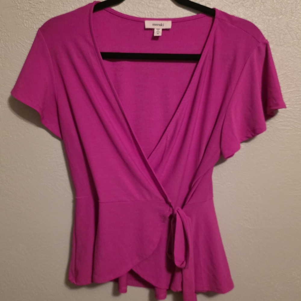 Meraki Fuchsia Wrap Blouse